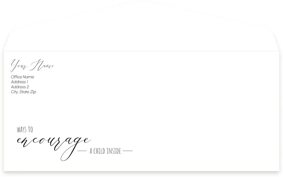 This is a 4.125 x 9.5 Baseball Envelope called Words to Inspire Children printed in full color