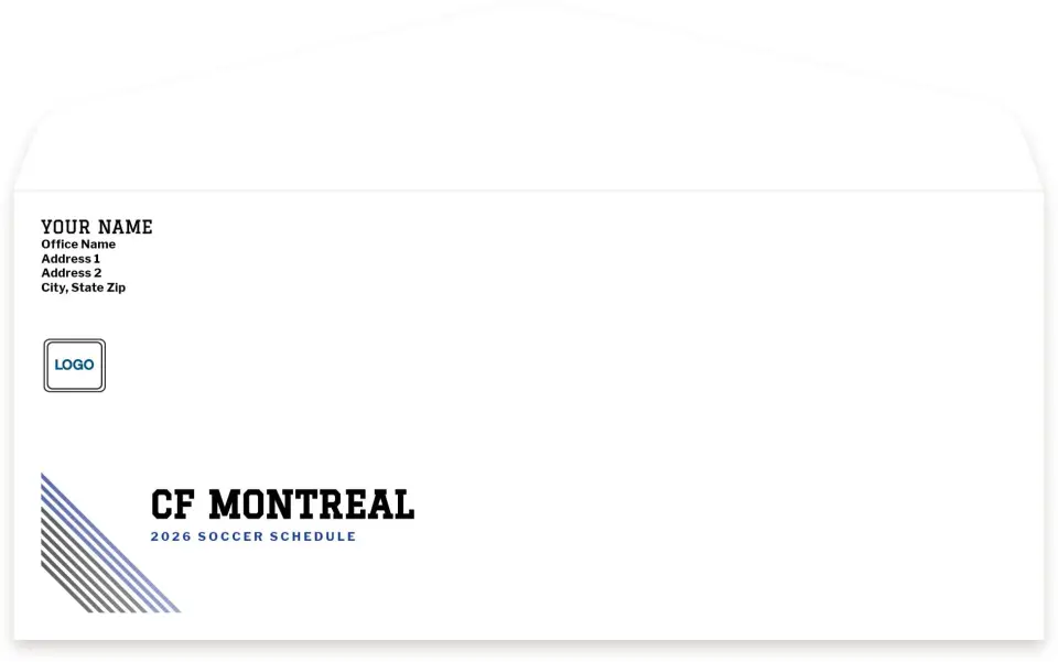 This is a 4.125" x 9½" Baseball Envelope called CF Montreal Envelopes with Mailing Service printed in full color