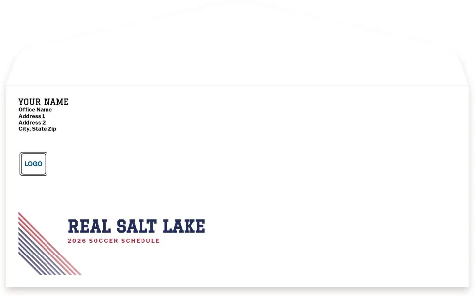 This is a 4.125" x 9½" Baseball Envelope called Real Salt Lake Envelopes with Mailing Service printed in full color
