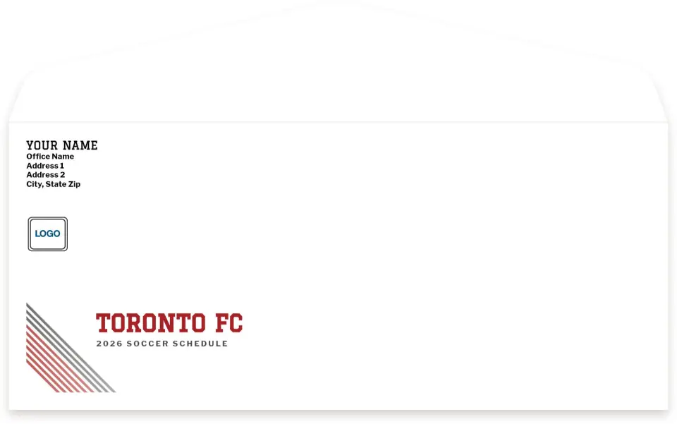 This is a 4.125" x 9½" Baseball Envelope called Toronto FC Envelopes with Mailing Service printed in full color