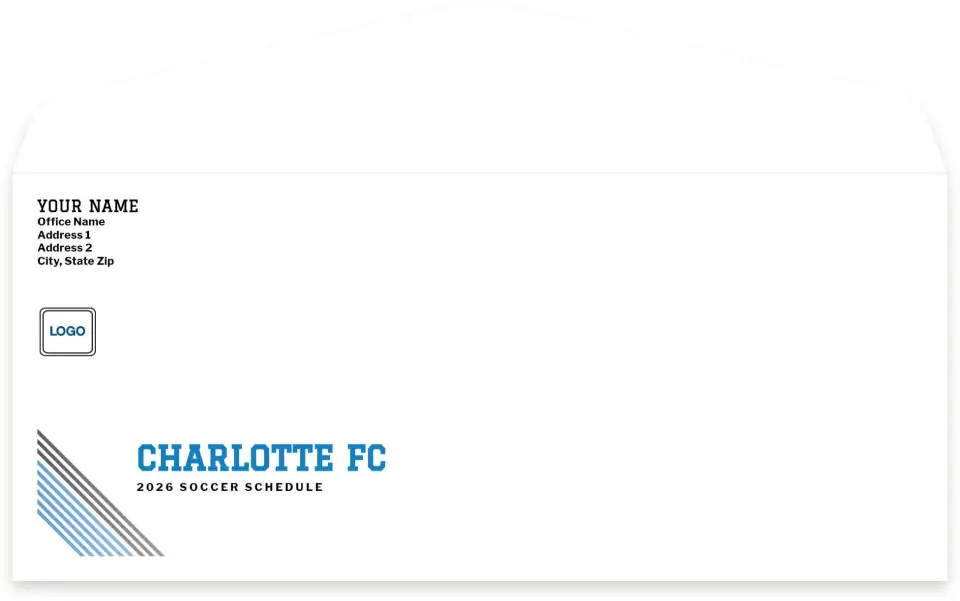 This is a 4.125" x 9½" Baseball Envelope called Charlotte FC Mailing Service printed in full color
