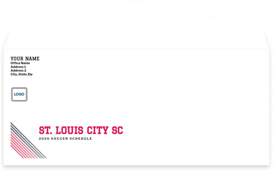 This is a 4.125" x 9½" Baseball Envelope called St. Louis City SC Mailing Service printed in full color