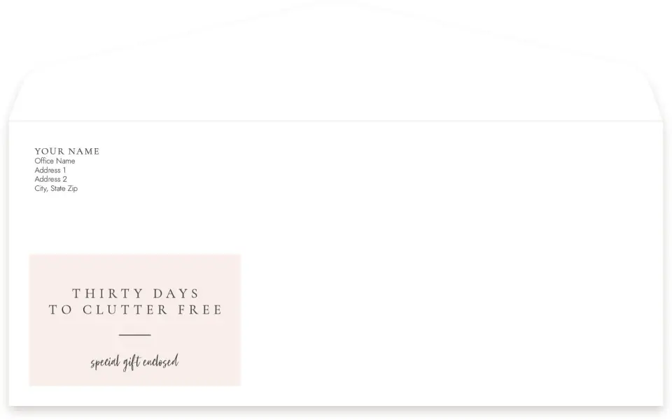 This is a 4.125 x 9.5 Business Envelope called Thirty Days printed in full color