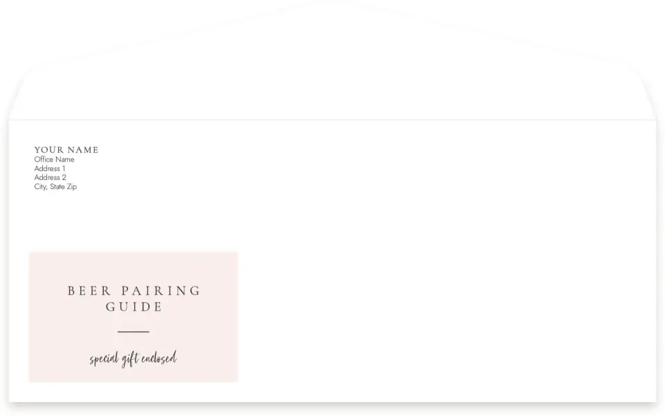 This is a 4.125 x 9.5 Business Envelope called Beer Pairing printed in full color