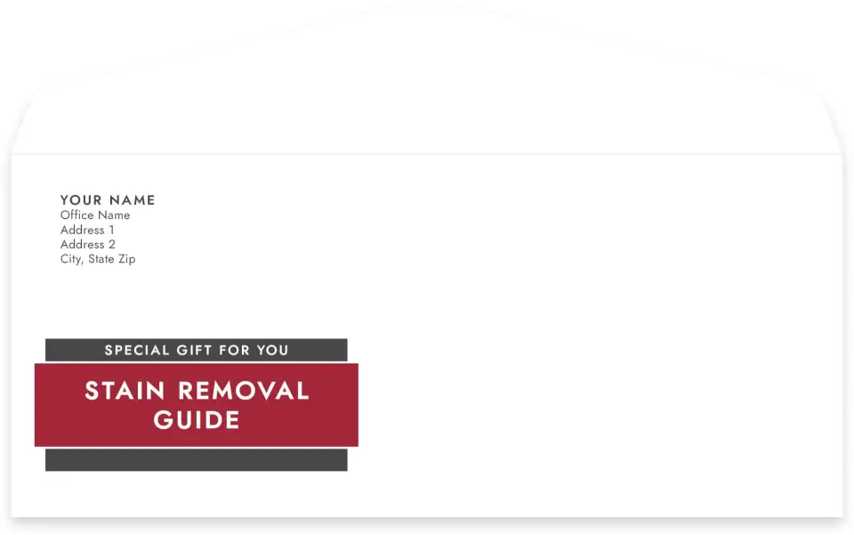 This is a 4.125 x 9.5 Business Envelope called Stain Removal Guide printed in full color