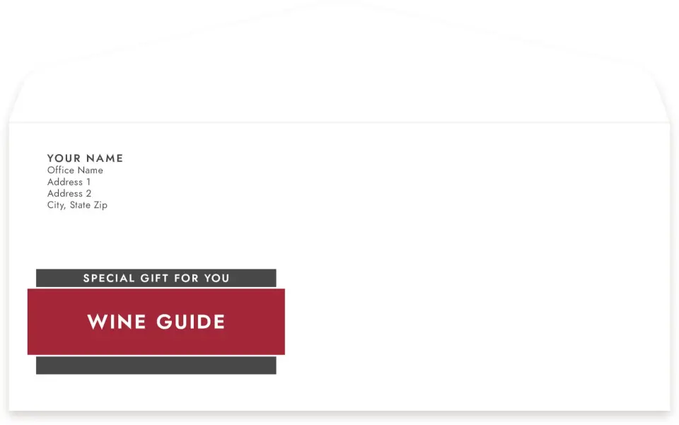 This is a 4.125 x 9.5 Business Envelope called Wine Guide printed in full color