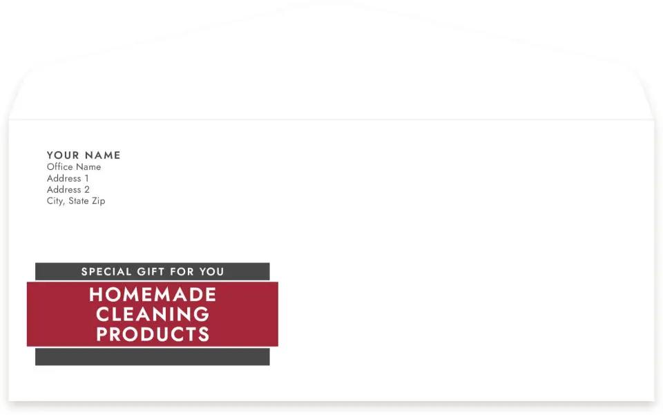 This is a 4.125 x 9.5 Business Envelope called Homemade Cleaning Products printed in full color