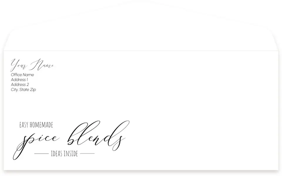 This is a 4.125 x 9.5 Business Envelope called Homemade Spice Blends printed in full color