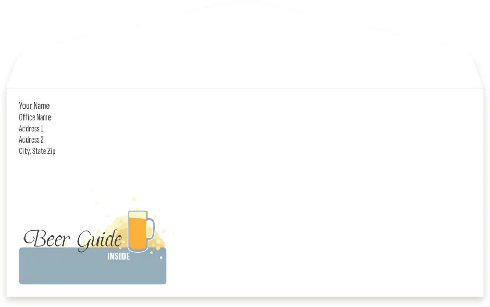 This is a 4.125 x 9.5 Business Envelope called Beer Guide printed in full color