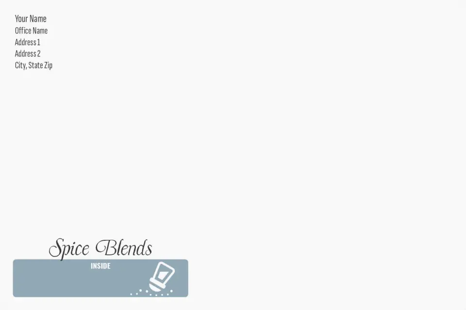 This is a 6 x 9 Business Envelope called Spice Blends printed in full color