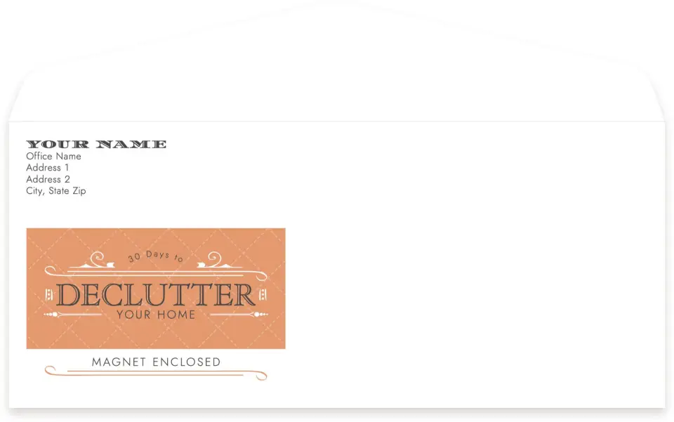 This is a 4.125 x 9.5 Business Envelope called Clutter Free printed in full color