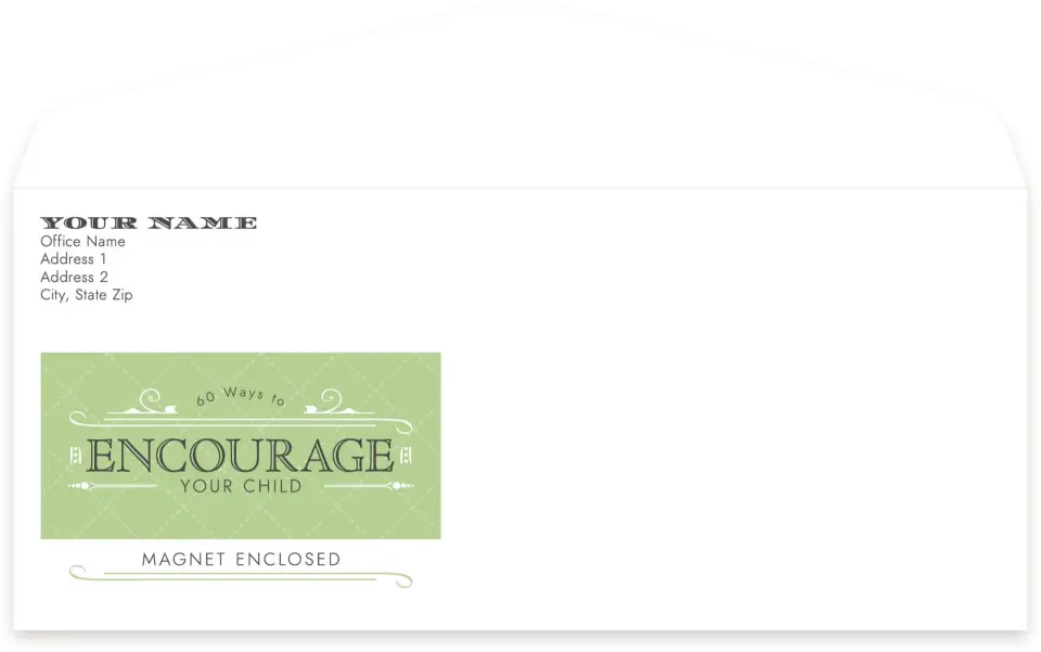 This is a 4.125 x 9.5 Business Envelope called Encourage Your Child printed in full color