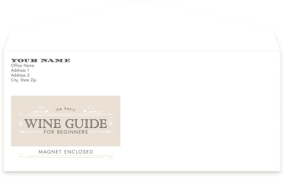 This is a 4.125 x 9.5 Business Envelope called Wine Guide printed in full color