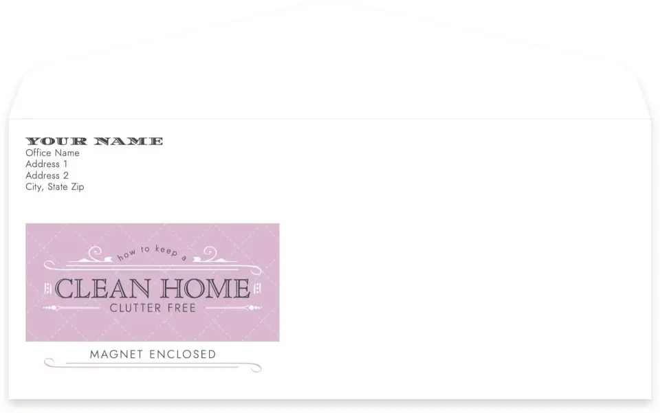 This is a 4.125 x 9.5 Business Envelope called Clean Home printed in full color