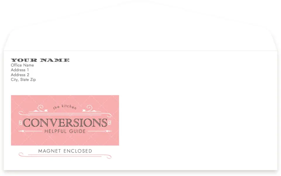 This is a 4.125 x 9.5 Business Envelope called Conversions printed in full color