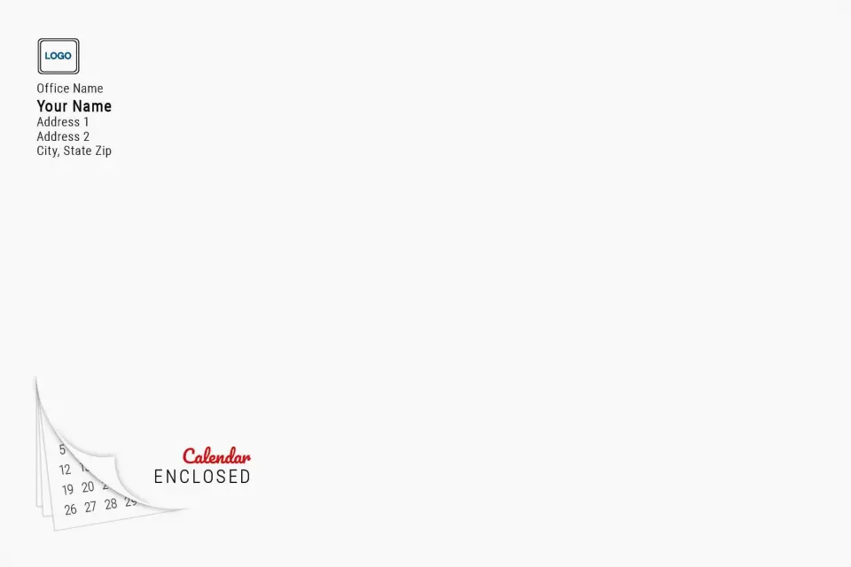 This is a 6 x 9 Return Address Printing & Design called Calendar Enclosed printed in full color