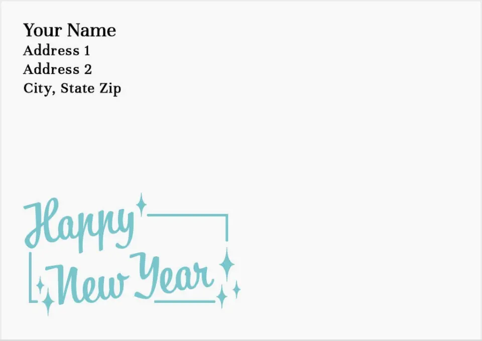 This is a 3.625 x 5.125 Return Address Printing & Design called Celebrating the Year printed in full color