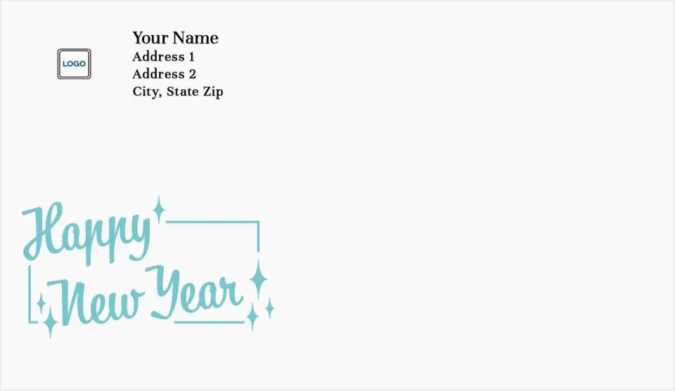 This is a 4.5 x 7.75 Return Address Printing & Design called Celebrating the Year printed in full color