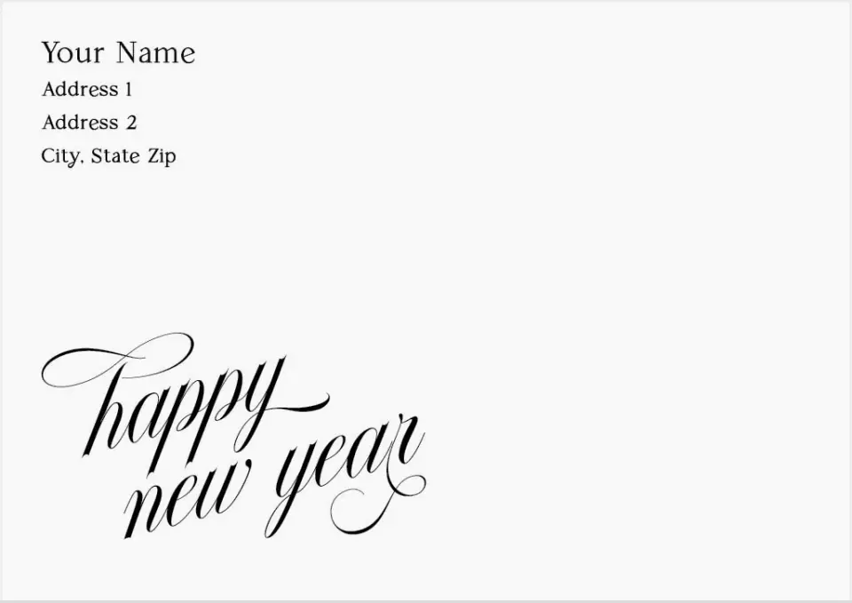 This is a 3.625 x 5.125 Return Address Printing & Design called Sparkling New Year printed in full color