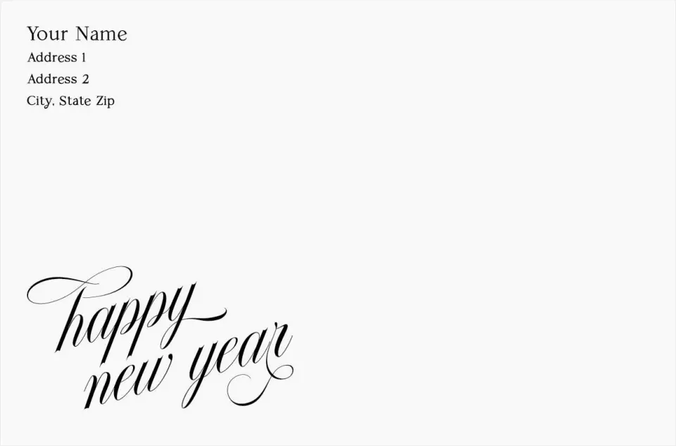 This is a 4.125 x 6.25 Return Address Printing & Design called Sparkling New Year printed in full color