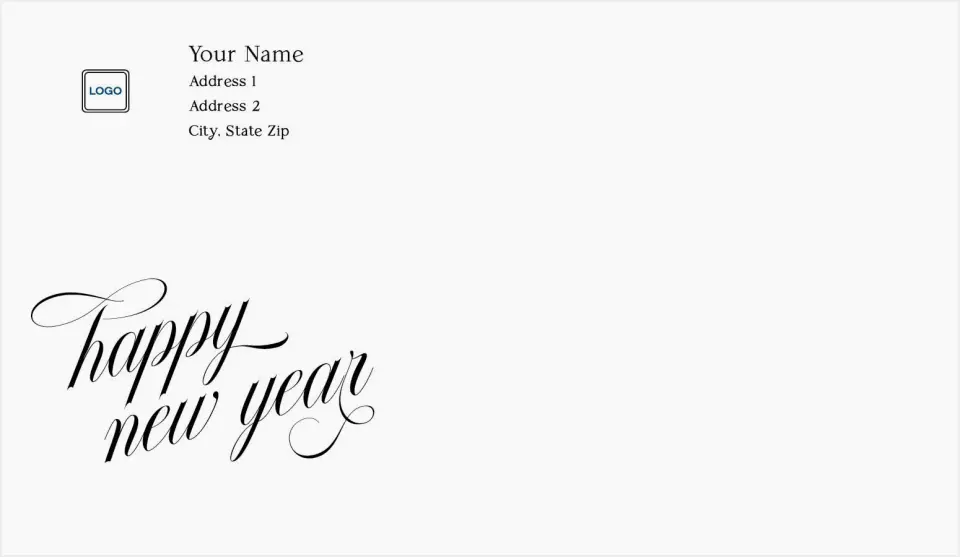 This is a 4.5 x 7.75 Return Address Printing & Design called Sparkling New Year printed in full color
