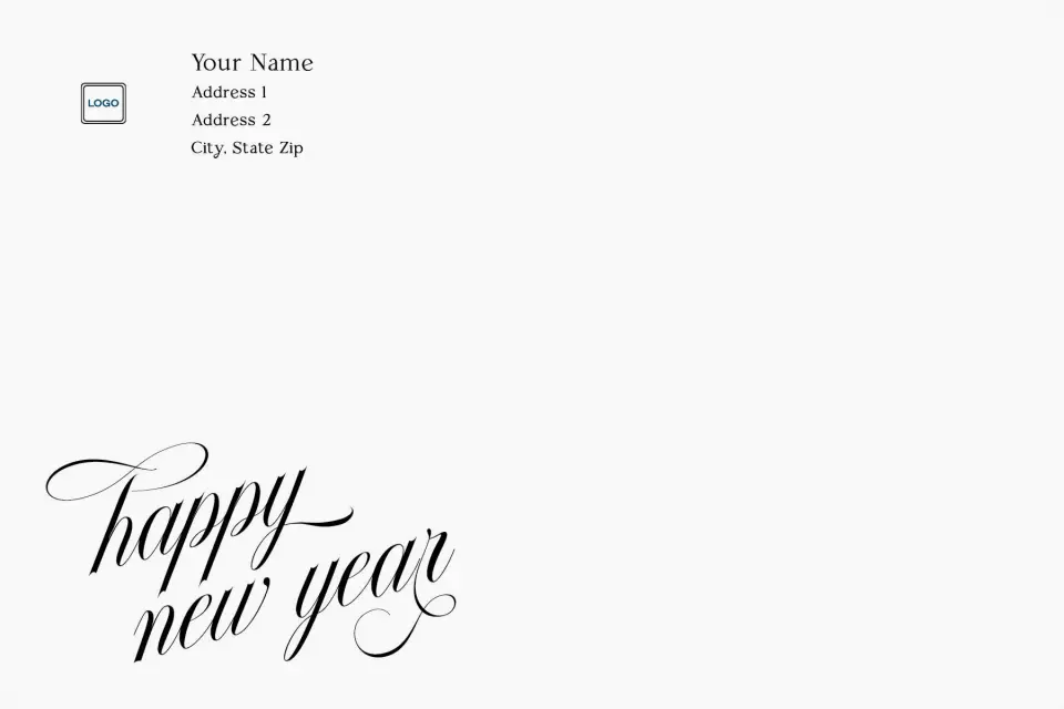 This is a 6 x 9 Return Address Printing & Design called Sparkling New Year printed in full color
