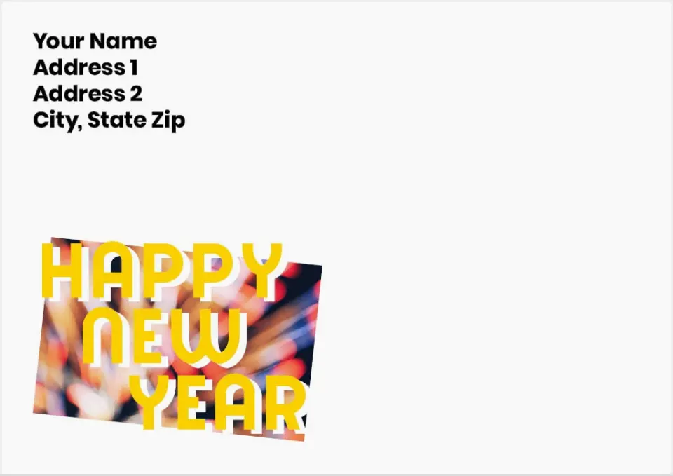 This is a 3.625 x 5.125 Return Address Printing & Design called Retro New Year printed in full color