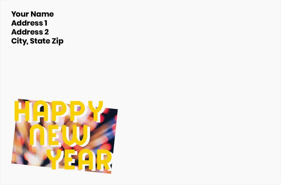 This is a 4.125 x 6.25 Return Address Printing & Design called Retro New Year printed in full color