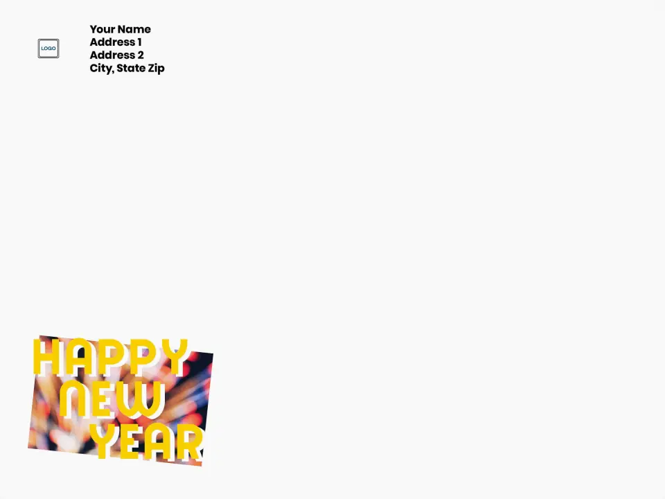 This is a 9 x 12 Return Address Printing & Design called Retro New Year printed in full color