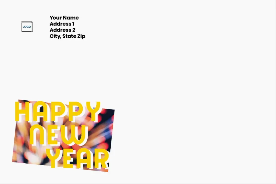 This is a 6 x 9 Return Address Printing & Design called Retro New Year printed in full color