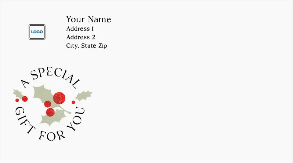 This is a 4" x 6¾" Return Address Printing & Design called Simple Holly printed in full color