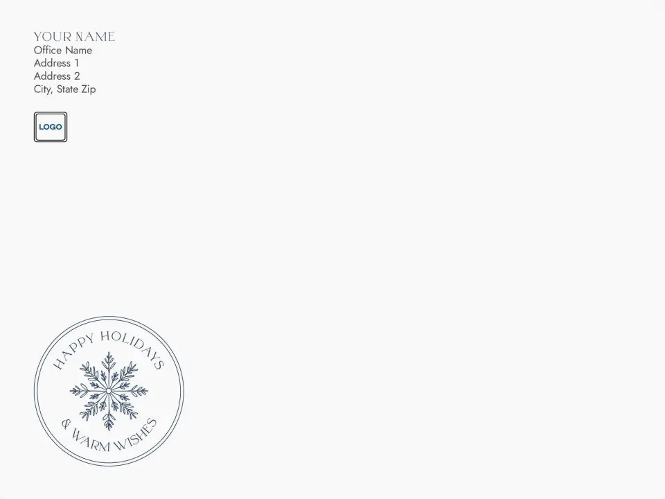 This is a 9 x 12 Return Address Printing & Design called Warm Wishes printed in full color