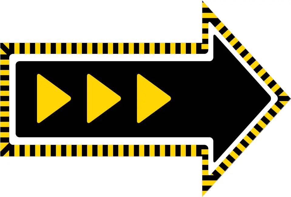 This is a 9½" x 14" Arrow Floor Decal Social Distancing Floor Decal called Caution printed in full color on Indoor Tile/Wood Flooring paper