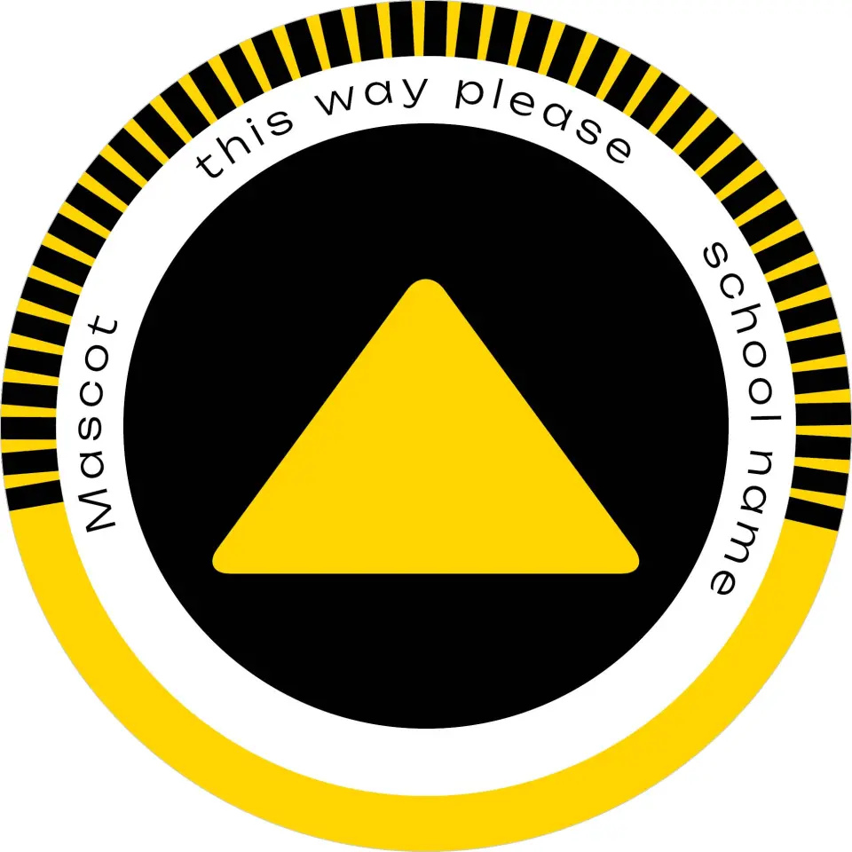 This is a 9½" Circle Floor Decal Social Distancing Floor Decal called Caution printed in full color on Indoor Tile/Wood Flooring paper