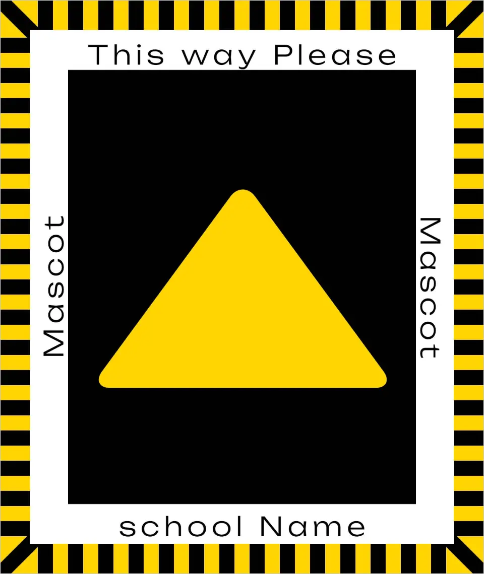 This is a 8" x 9½" Rectange Floor Decal Social Distancing Floor Decal called Caution printed in full color on Indoor Tile/Wood Flooring paper