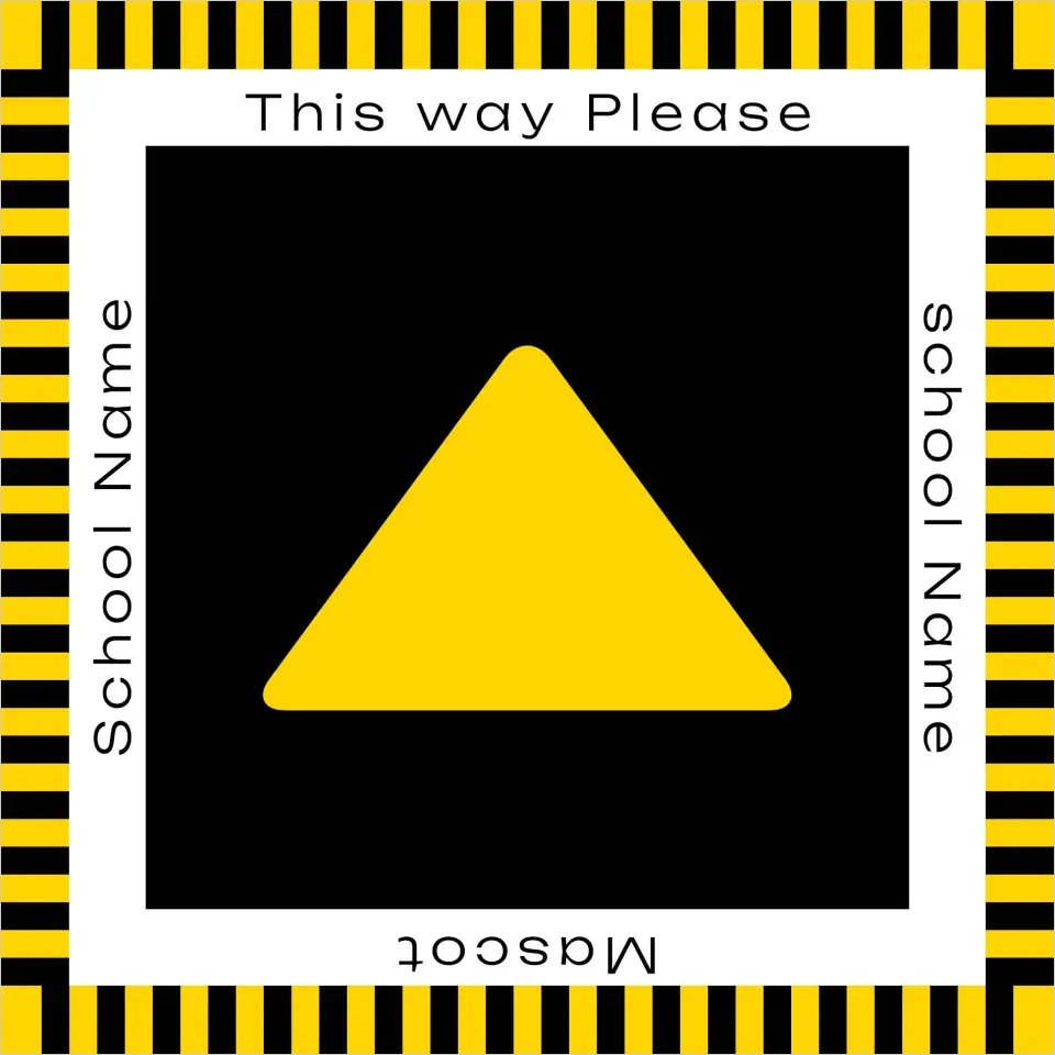 This is a 9½" Square Floor Decal Social Distancing Floor Decal called Caution printed in full color on Indoor Tile/Wood Flooring paper