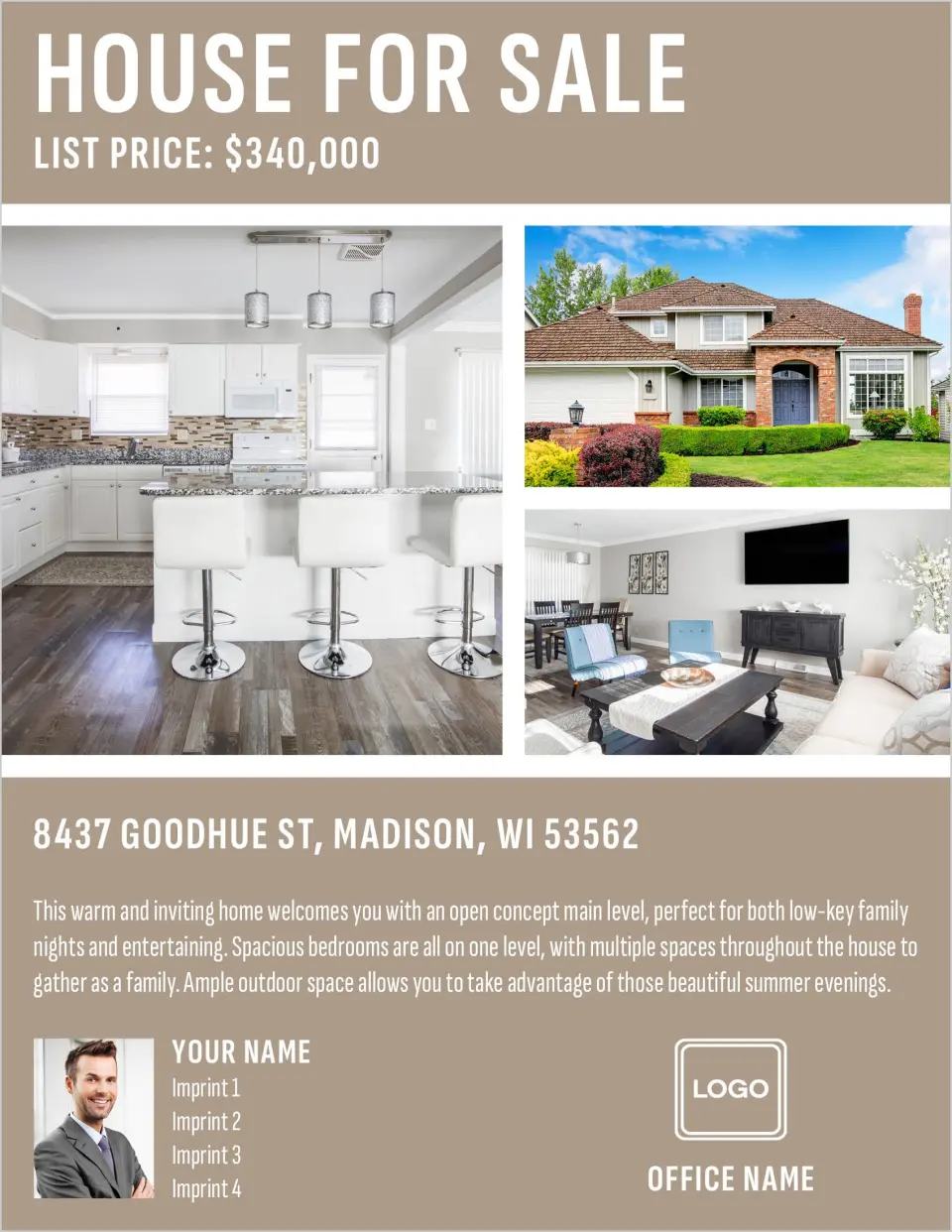This is a 8½" x 11" Flyer called Listed Prime Property printed in full color