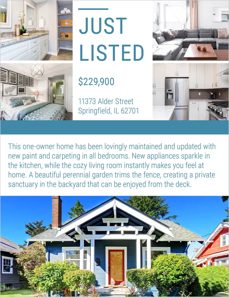 This is a 8½" x 11" Flyer called Listed Chic Contemporary printed in full color
