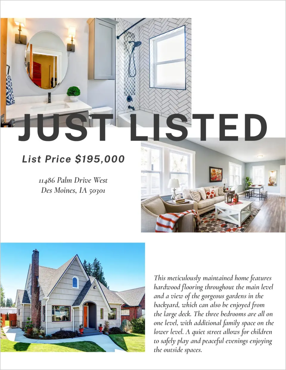 This is a 8½" x 11" Flyer called Listed Spacious printed in full color