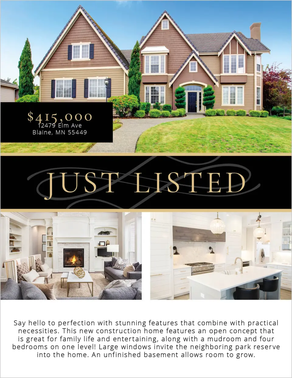 This is a 8½" x 11" Flyer called Listed Elegance printed in full color