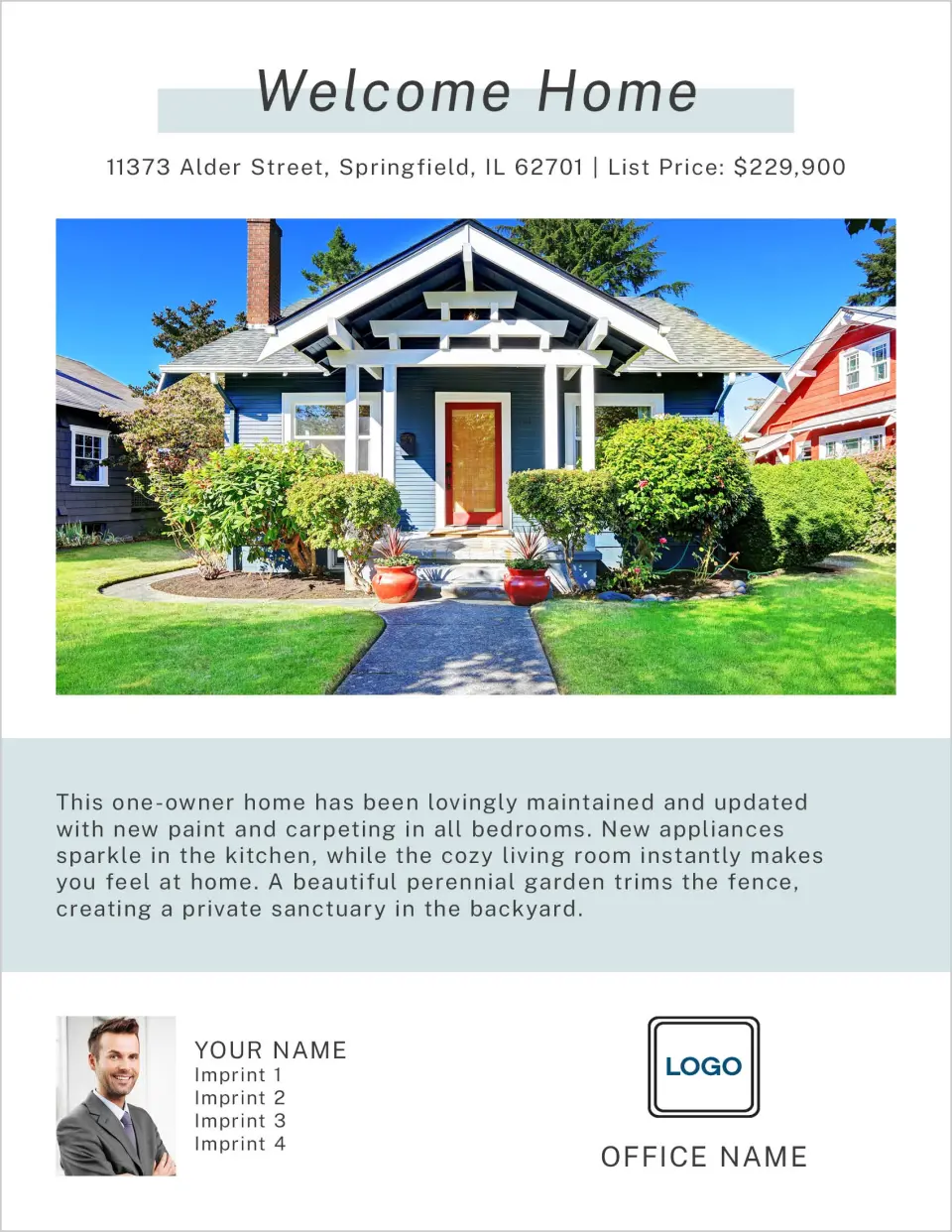 This is a 8½" x 11" Flyer called Banner Home printed in full color