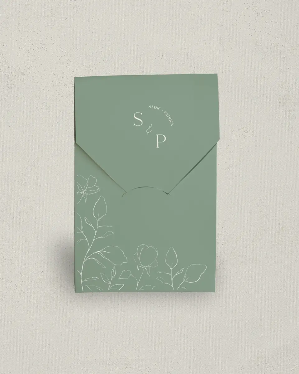 This is a 3.5" x 5.5" Wedding Favor Boxe called The Sadie printed in full color