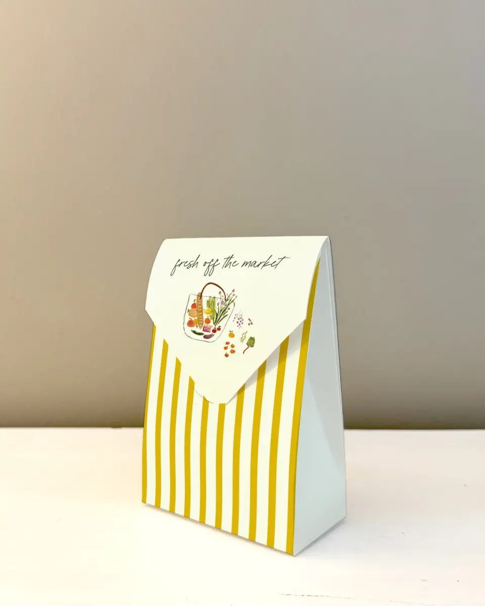 This is a 3.5" x 5.5" Wedding Favor Boxe called Fresh for You printed in full color