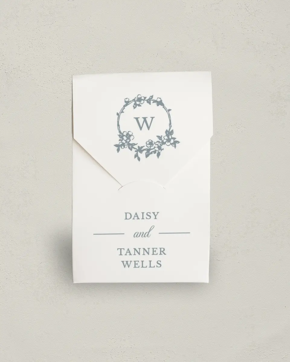 This is a 3.5" x 5.5" Wedding Favor Boxe called Flowering Frame printed in full color