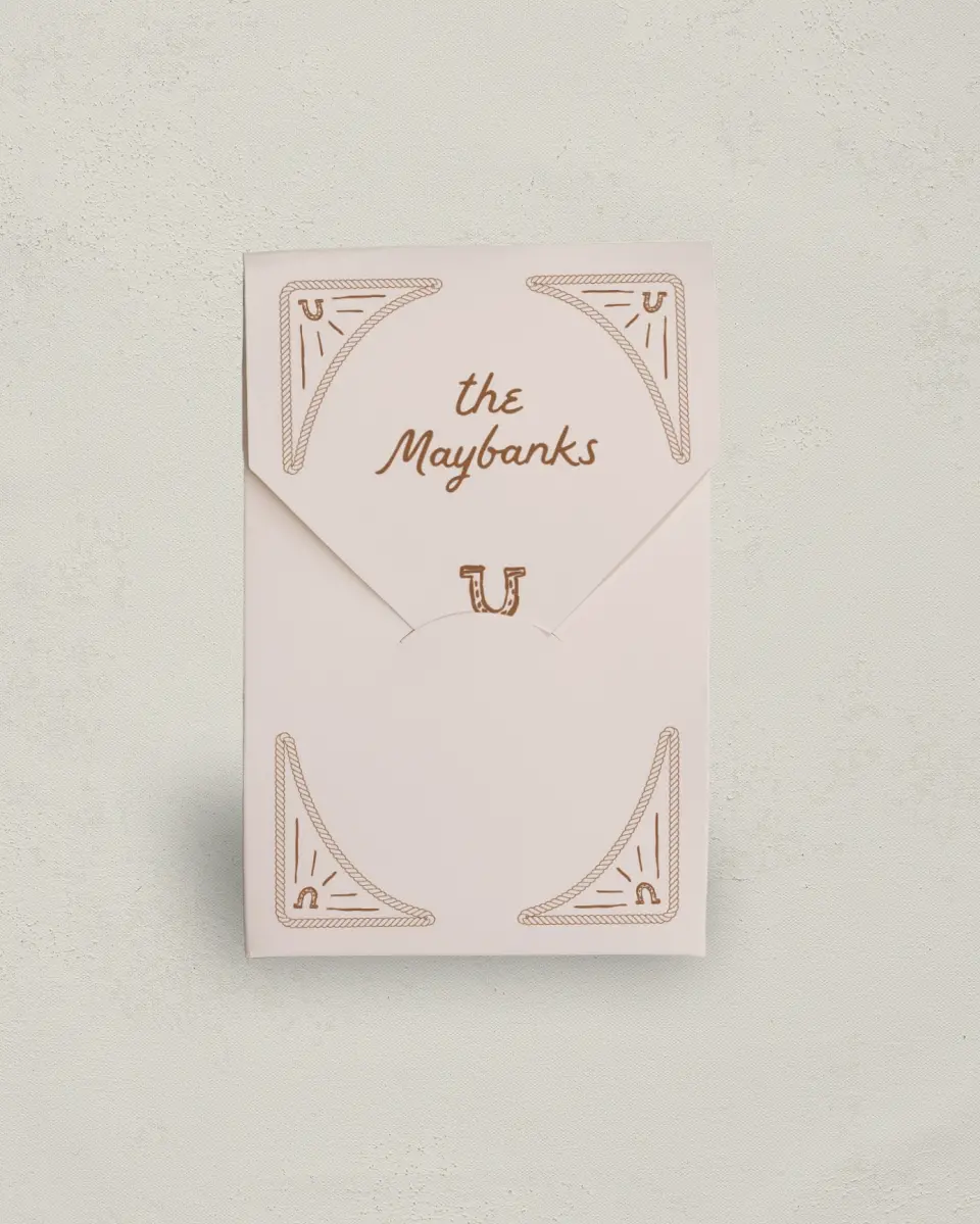 This is a 3.5" x 5.5" Wedding Favor Boxe called Western Whimsy printed in full color