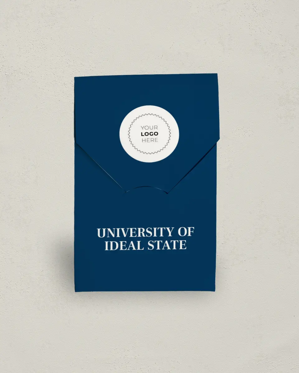 This is a 3.5" x 5.5" Business Favor Boxe called Spirited Academics printed in full color
