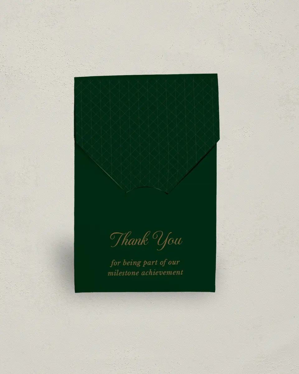 This is a 3.5" x 5.5" Business Favor Boxe called Enduring Evergreen printed in full color