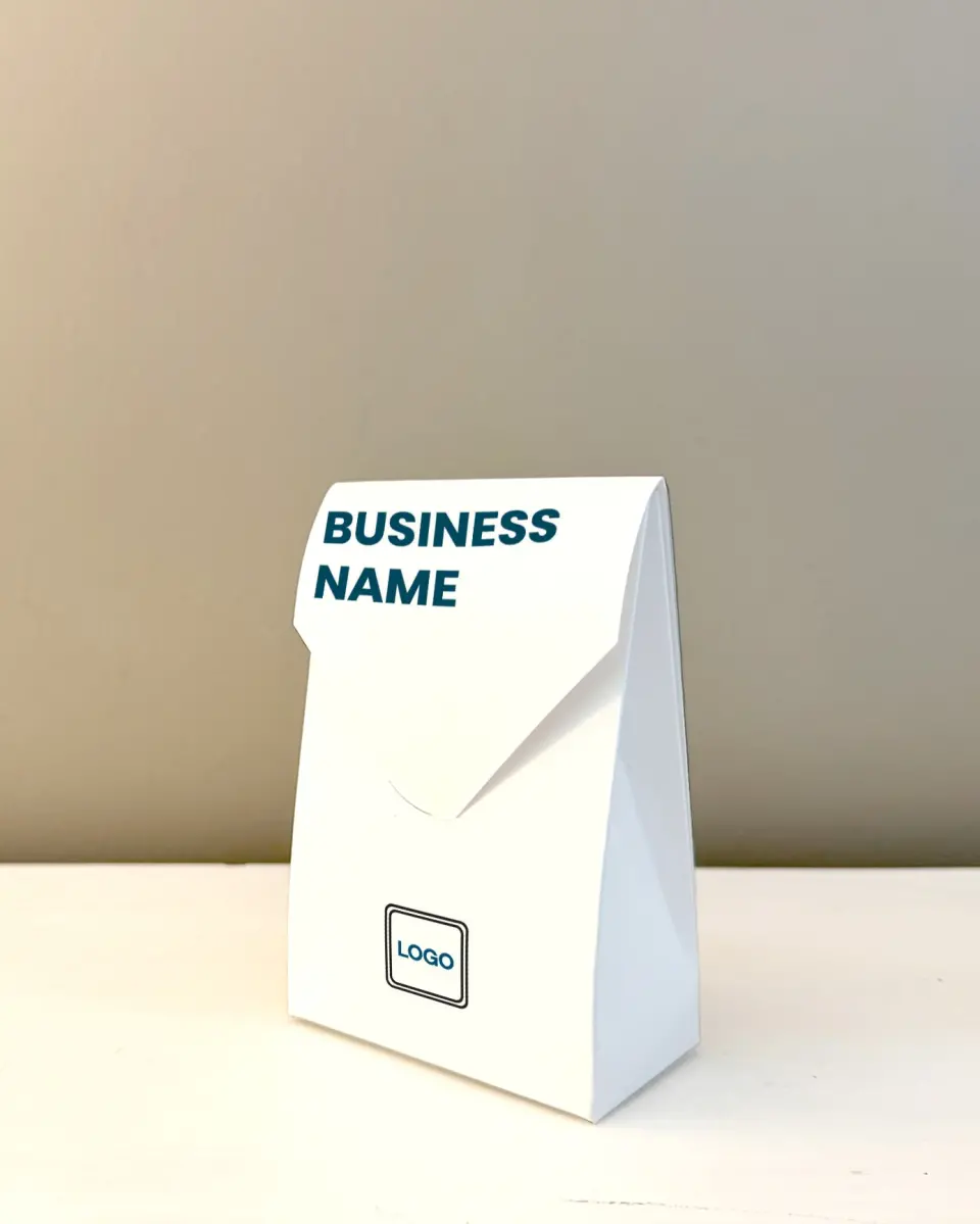 This is a 3.5" x 5.5" Business Favor Boxe called Circular Focus printed in full color with Rose Gold foil