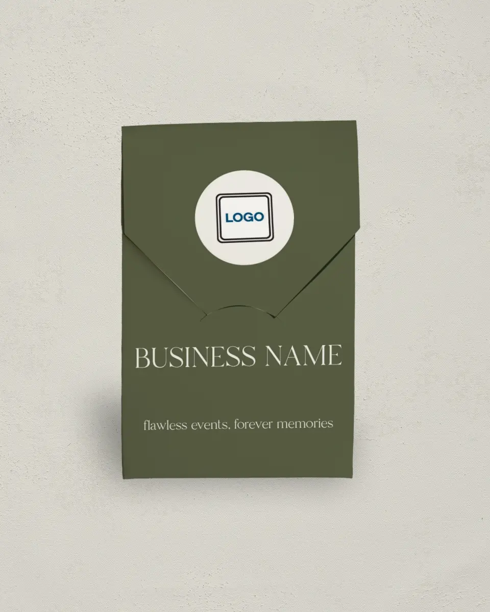 This is a 3.5" x 5.5" Business Favor Boxe called Refined Approach printed in full color
