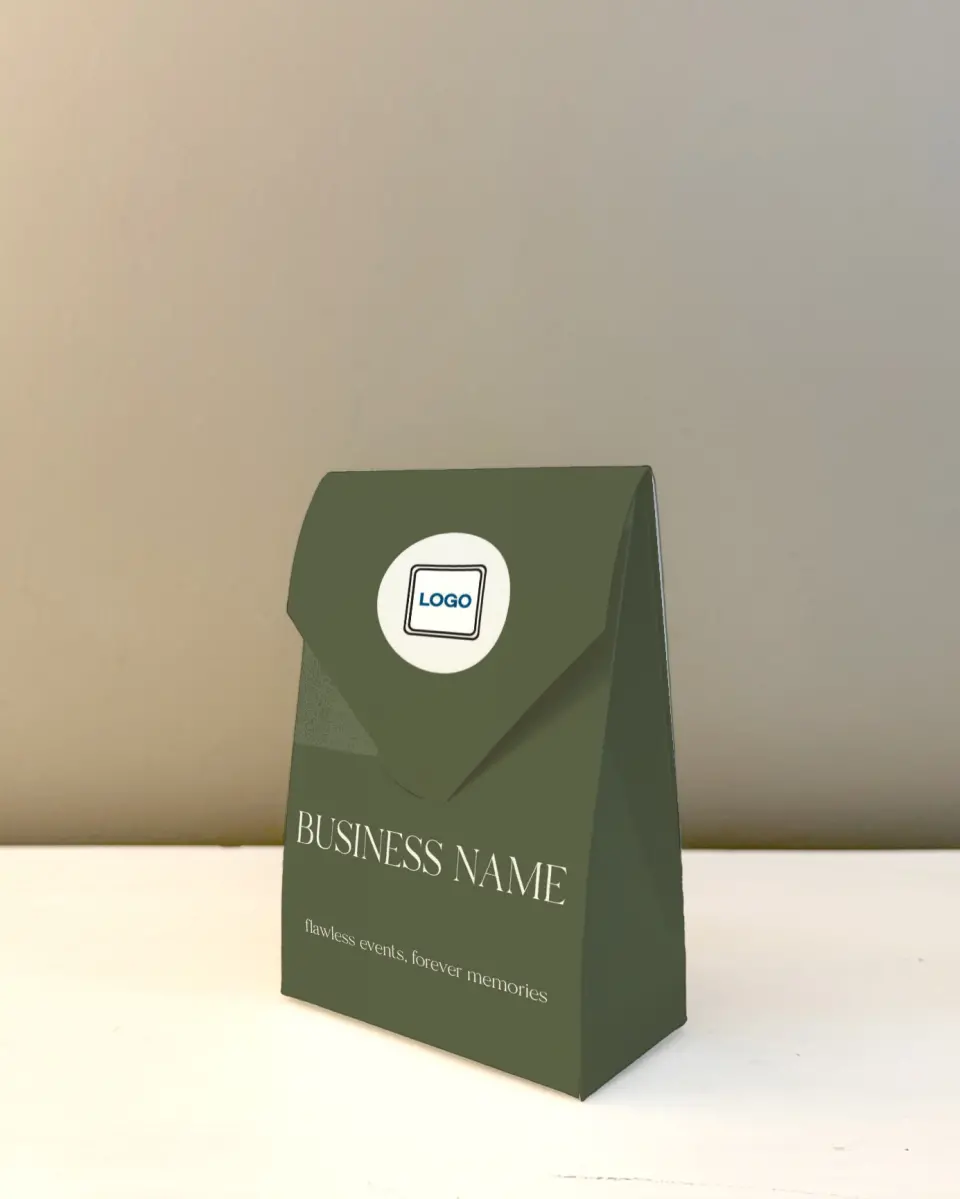 This is a 3.5" x 5.5" Business Favor Boxe called Refined Approach printed in full color with Rose Gold foil
